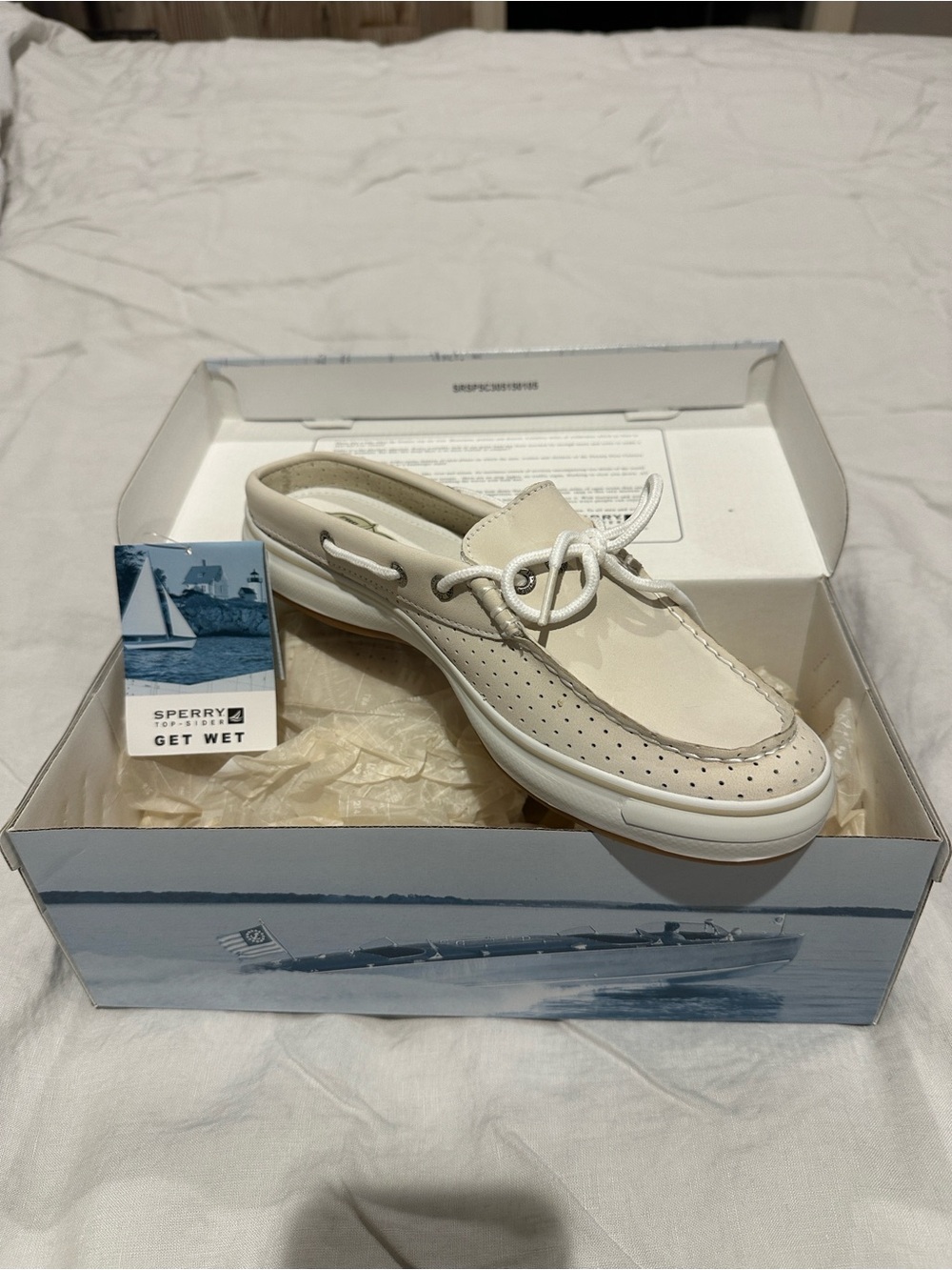 Sperry Women’s Perforated Moccasin Boat Shoe - Off-White